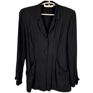 Taryn de Chellis Black blazer jacket unstructured size 3 (M/L) Viscose